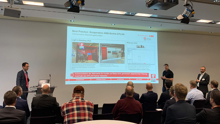 At the SPS trade show in November 2022, Alexander Bürkle and ABB (among others) presented about their activities as part of the EPLAN Partner Network.
